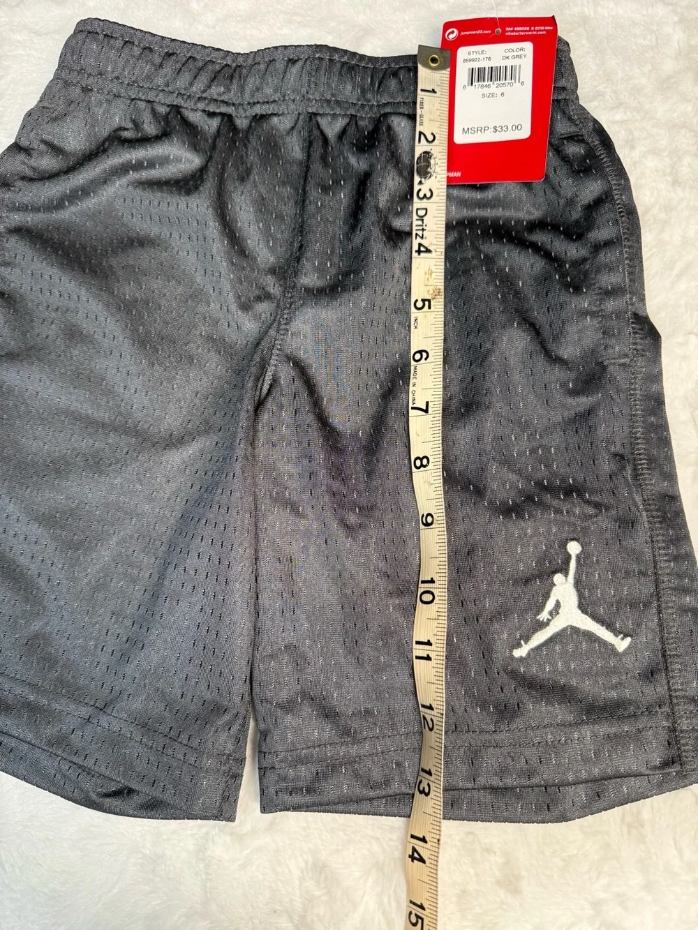 Jordan Boys Dark Grey Mesh Athletic Shorts with White Jumpman